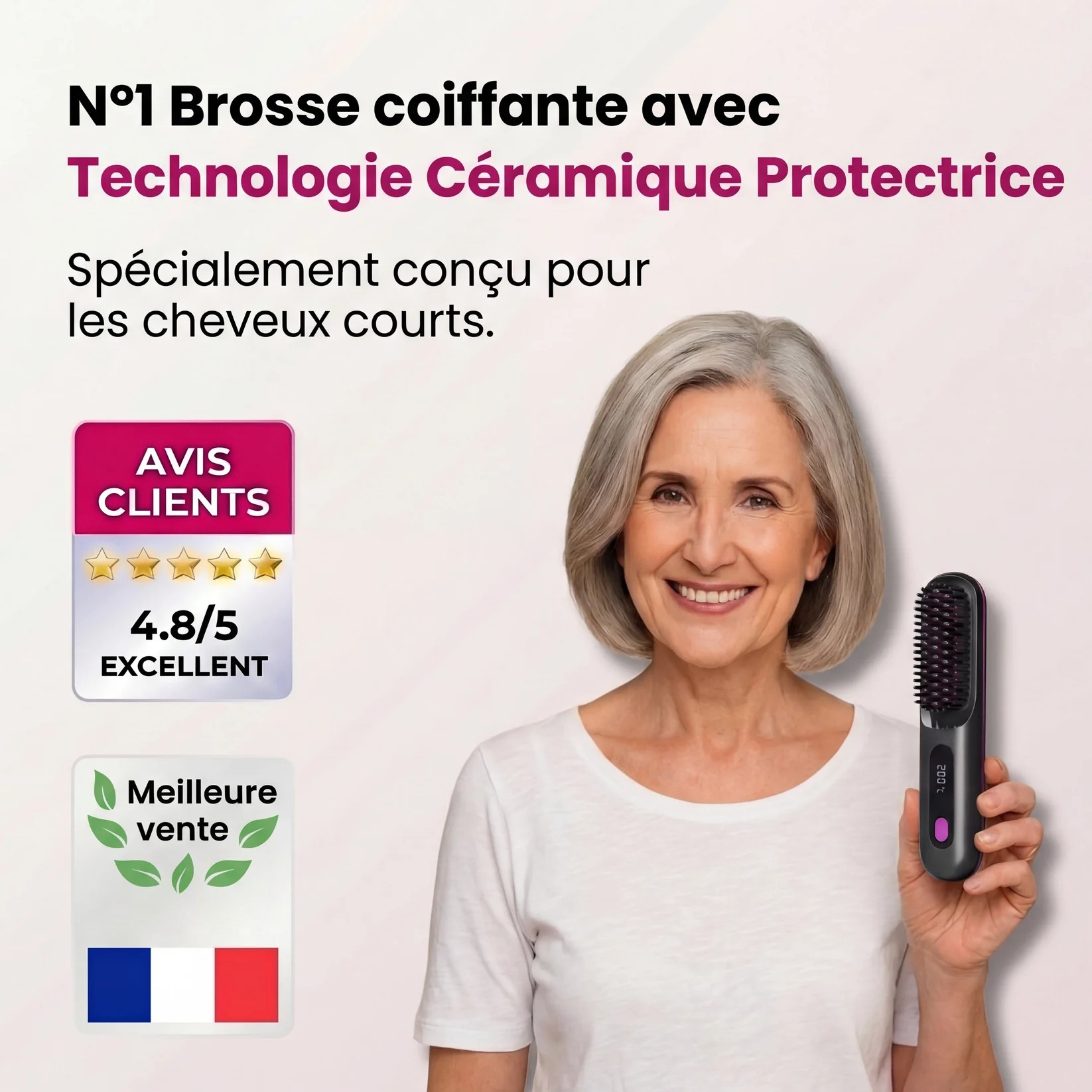 La PREMIÈRE brosse coiffante intelligente pour cheveux courts