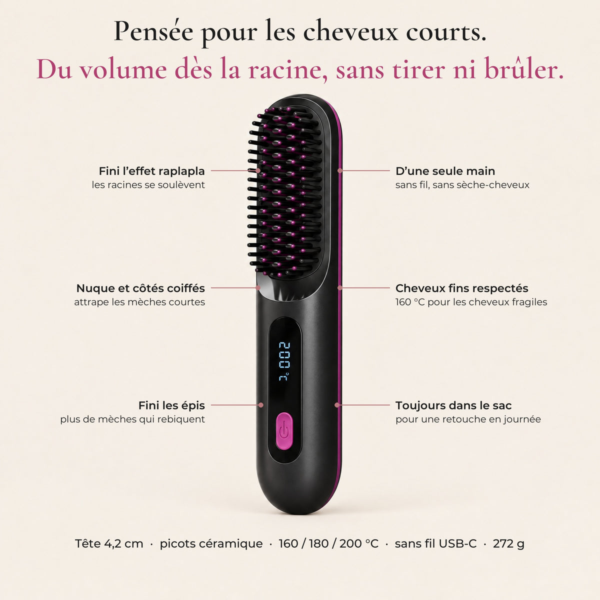 Olyviia — La brosse chauffante pensée pour les cheveux courts