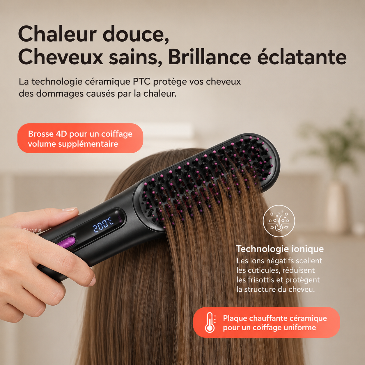 Olyviia — La brosse chauffante pensée pour les cheveux courts