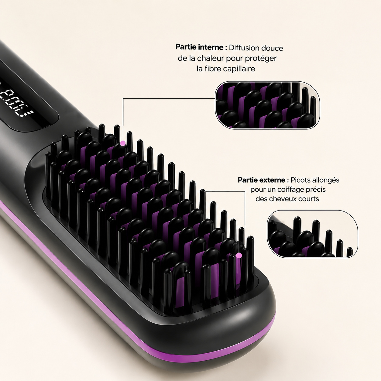 Olyviia — La brosse chauffante pensée pour les cheveux courts
