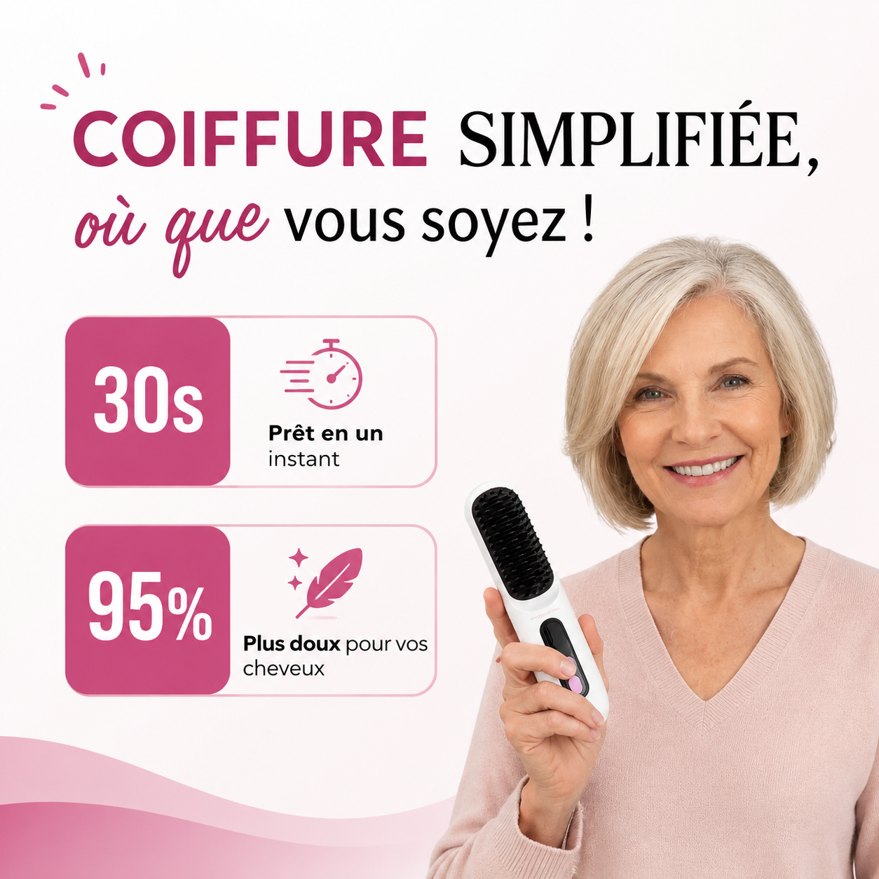 Olyviia — La brosse chauffante pensée pour les cheveux courts