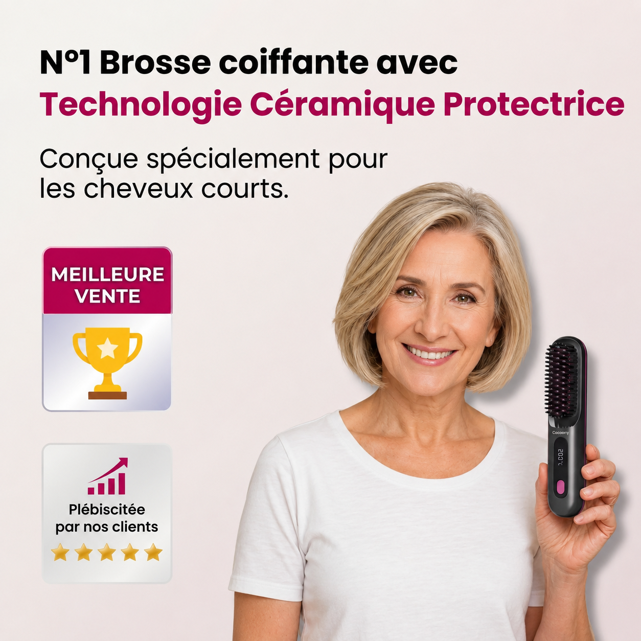 Olyviia — La brosse chauffante pensée pour les cheveux courts