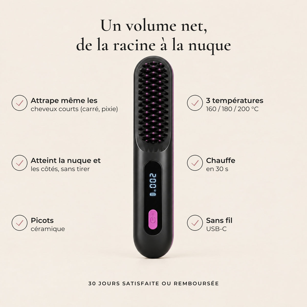 Olyviia  — La brosse chauffante pensée pour les cheveux courts