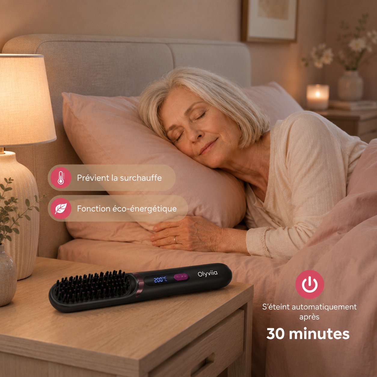 Olyviia  — La brosse chauffante pensée pour les cheveux courts