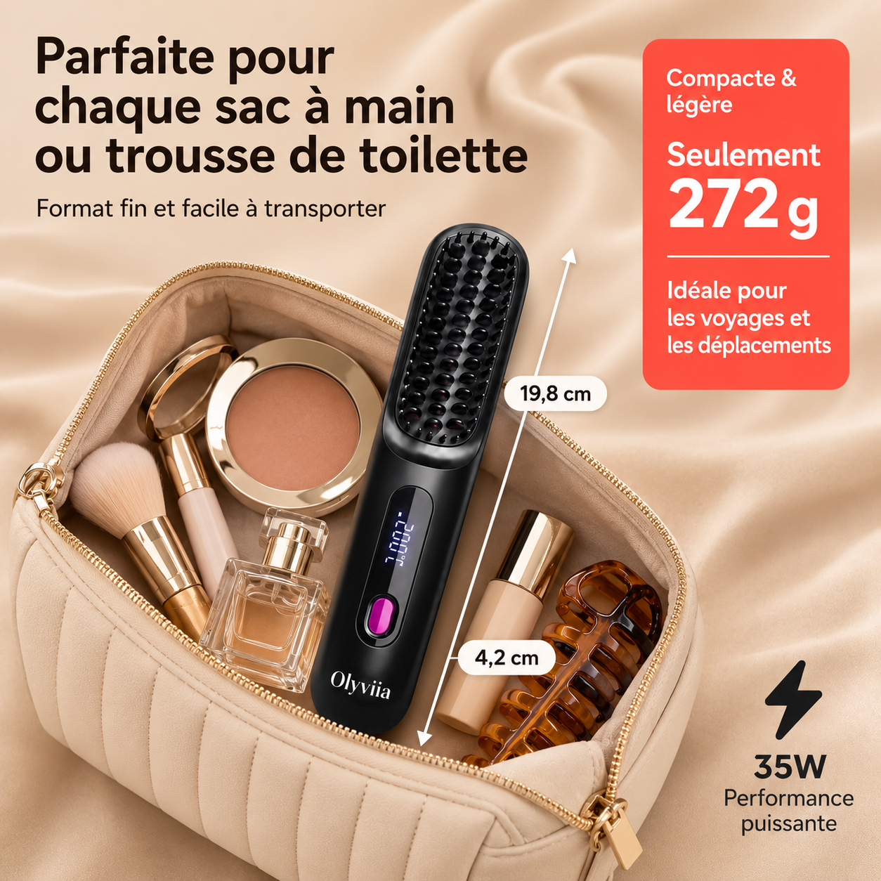 Olyviia  — La brosse chauffante pensée pour les cheveux courts